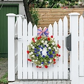 cheap Independence Day Decoration-Patriotic Wreath for Front Door 4th of July Independence Day Red White and Blue Decoration, Faux Floral Grapevine Ring with American Flag Elements, Wholesale Party Decor for Porch or Wall