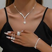 levne Příslušenství a další-Sady šperků 5ks Štras Slitina Prstýnky Náušnice Náhrdelníky Náramky Dámské Elegantní Vinobraní Módní Geometrické Geometrický Sada šperků Pro Párty Výročí Svatební host