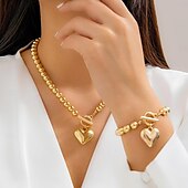 levne Sady šperků-Svatební šperky Soupravy 2 Napodobenina perel Postříbřené 1 x náhrdelník Náramky Dámské Elegantní Sladký Srdce Klasika Srdce Drahocenný Geometrický Sada šperků Pro Svatební Párty