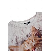 levne Tričko se zvířaty-dámské tričko basic cat print krátký rukáv běžné topy kulatý výstřih denní víkend bílá
