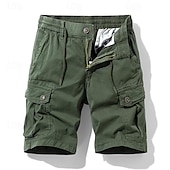 cheap Classic-Men&#039;s Tactical Shorts Cargo Shorts Shorts Buttons Drawstring Elastic Waist Plain Wearable Short Outdoor Daily Going out Fashion Classic Black Army Green