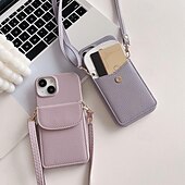お買い得  iPhone用ケース-電話 ケース 用途 iPhone 16 iPhone 15 プロマックスプラス iPhone 14 13 12 11 Pro Max Plus Mini SE ウォレットカードケース ストラップ付き カード挿入口 耐衝撃 レトロ風 PC PUレザー