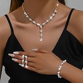 abordables Conjuntos de joyas-Juego de Joyas 4 piezas Perla Artificial Brillante Pendientes Collare Pulseras Mujer Elegante Moda Estilo lindo Geométrico Forma Geométrica Conjunto de joyas Para Boda Fiesta Aniversario