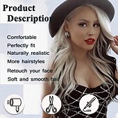 economico Parrucche trendy sintetiche-lunghe parrucche bianche ombre per donne nere 26 parrucca lunga ondulata da 28 pollici con frangia per le donne grandi capelli rimbalzanti e soffici in fibra sintetica senza colla per cosplay e uso