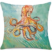 billige Putetrekk-dekorative putetrekk 4 stk sjødyr myk firkantet putetrekk putetrekk for soverom stue sofa sofastol