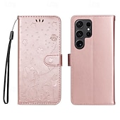 cheap Samsung Cases-Phone Case For Samsung Galaxy S24 S23 S22 S21 S20 Ultra Plus FE A54 A34 A14 Note 20 10 S25 Ultra Wallet Case Magnetic Full Body Protective with Wrist Strap Cat Bee TPU PU Leather