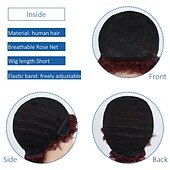 voordelige Kaploze pruiken van echt haar-kort krullend menselijk haar pruiken voor vrouwen 100% Braziliaanse maagd kort menselijk haar pixie-cut pruiken korte bob krullend niet-kant menselijk haar pruiken