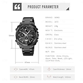 abordables Relojes digitales-Reloj Electrónico LED de Acero Inoxidable Completo para Hombre SKMEI Lujo de Doble Hora Cronógrafo Digital Reloj Deportivo Impermeable