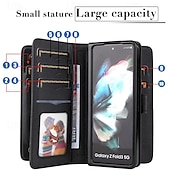 お買い得  サムスン用ケース-電話 ケース 用途 サムスンのギャラクシー Z Fold 5 Z Fold 4 Z Fold 3 ウォレットカードケース 磁石バックル 全身保護 キックスタンド レトロ風 TPU PUレザー