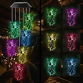 economico Luci paesaggistiche-campanello a vento solare, luci da giardino impermeabili che cambiano colore, decorazioni per le feste, campanelli a vento commemorativi, acchiappa-vento, decorazioni sospese per casa, giardino, patio, cortile, portico, 1 pz.