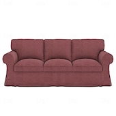 baratos Cobertura de Sofa-Capa de Sofá de 3 Lugares 20% Linho Cor Sólida Acolchoada em Algodão e Linho