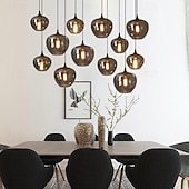 voordelige Eilandlichten-led kroonluchter eilandlicht 1/3/6/8/10/12 hoofden warm licht 25cm nordic restaurant creatieve persoonlijkheid lange lijn gerookte glazen lampen eetkamer woonkamer 110-240v