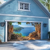 tanie Osłony drzwi garażowych-letnie wakacje na plaży baner na osłonę drzwi garażowych piękna duża dekoracja tła na zewnętrzne drzwi garażowe dekoracje ścienne domu impreza impreza parada