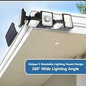baratos Luzes de rua-holofotes solares sensor de movimento externo 300 led 5 cabeças sensor de movimento movido a energia solar com controle remoto do anoitecer ao amanhecer 3 modos de iluminação