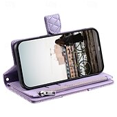 Χαμηλού Κόστους Samsung Θήκη-τηλέφωνο tok Για Samsung Galaxy S24 S23 S22 S21 S20 Ultra Plus FE A54 A34 A14 S25 Ultra Θήκη κάρτας πορτοφολιού Φερμουάρ με λουράκι καρπού Σταντ ποδηλάτου Γεωμετρικά σχήματα TPU PU δέρμα