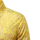preiswerte Oberteile-Disko 1980er Glänzend Metallisch Bluse / Hemd Maskerade Disco Herren Halloween Karneval Maskerade Leistung Veranstaltung / Fest Bühne Erwachsene Hemd Frühling &amp; Sommer