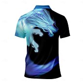 economico Polo con stampa animalier da uomo-Per uomo Drago Maglia da golf Manica Corta Magliette polo Camicie con Colletto Divertente Abbigliamento casual alla moda Abbigliamento da vacanza Abiti da festa Bottoni Stampa 3D Estate Primavera