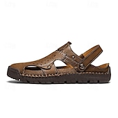 economico sandali da esterno-sandali da uomo - finitura in similpelle traforata, alla moda, per passeggiate informali e incontri del fine settimana