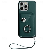 cheap iPhone Cases-Phone Case For iPhone 16 iPhone 15 Pro Max Plus iPhone 14 13 12 11 Pro Max Plus Mini SE Back Cover with Stand Holder with Wrist Strap Card Slot Retro TPU PU Leather