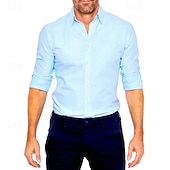 cheap Men&#039;s Non Iron Shirts-Men&#039;s Shirt Dress Shirt Button Up Shirt Plain Wedding Party Black White Pink Navy Blue Long Sleeve Lapel Spring &amp;  Fall Clothing Apparel