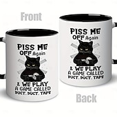 economico Tazze e tazzine-Tazza da caffè in ceramica da 1 pezzo da 11 once con design di gatto nero per uso domestico e in ufficio: regalo perfetto per gli amanti del caffè