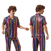 abordables Conjuntos-Disco Años 80 Pantalones Accesorios Camisas Disco Hombre Disfraz de carnaval Víspera de Todos los Santos Carnaval Mascarada Rendimiento Fiesta Discoteca Adulto Cima Pantalones