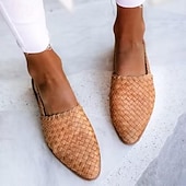 cheap Women&#039;s Clogs &amp; Mules-Women&#039;s Black Woven Flat Mules with Adjustable Slingback Strap - Stylish Summer Casual Shoes