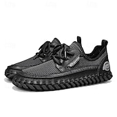 cheap Casual Lace-Up Shoes-Men's Beige Knit Casual Sneakers, Lightweight Lace-Up Comfort Walking Shoes for Daily Wear, Travel, Weekend Leisure and Smart Casual Outfits