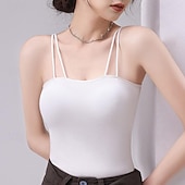 preiswerte Tank-Shirts &amp; kurze Jäckchen für Damen-Damen Unterhemd Trägertop Basic ärmellose reguläre Oberteile Trägerlos Weiß Braun Grau Sommer