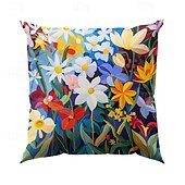 baratos estilo floral e plantas-1 pçs Veludo Cobertura de Almofada, Imprimir Simples Casual Quadrada Tradicional Clássico