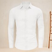 economico Casual da lavoro-Per uomo Camicia Camicia di lino Camicia casual Camicia di cotone Semplice Vacanza Camicia hawaiana Nero Bianco Rosa Blu Manica Lunga Collo ripiegato Primavera &amp; Autunno Abbigliamento Bottonato