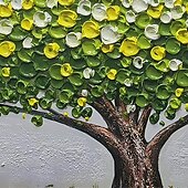 voordelige Abstracte schilderijen-handgemaakt olieverfschilderij canvas muurkunst decoratie modern abstract 3d paletmes groen geldboom voor huisdecoratie gerold frameloos ongerekt schilderij