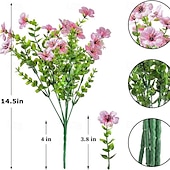 economico Piante e Fiori Artificiali-10 rami di fiori artificiali da esterno eucalipto a sette steli, viole viola, bouquet floreale realistico per centrotavola decorativi e composizioni floreali