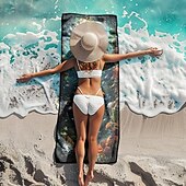 お買い得  ビーチタオルセット-ビーチタオル 夏用ビーチブランケット アンダーウォーターワールドシリーズ 3Dプリント 100%マイクロファイバー 通気性の良い快適なブランケット
