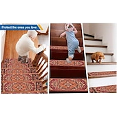 economico tappeti per gradini-tappeto per gradini stile boho tappeto antiscivolo gradini per scale per bambini anziani e animali domestici tappetini per scale design etnico