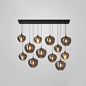 voordelige Eilandlichten-led kroonluchter eilandlicht 1/3/6/8/10/12 hoofden warm licht 25cm nordic restaurant creatieve persoonlijkheid lange lijn gerookte glazen lampen eetkamer woonkamer 110-240v