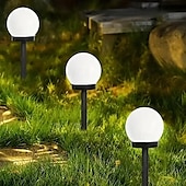 preiswerte Bodenlichter-3 Stück Solar-Gartenlicht, kleines weißes Kugellicht, rundes Kugellicht, LED-Außendekoration, Landschaftsgarten, Villa, Rasenlicht, Bodensteckerlicht, wasserdicht