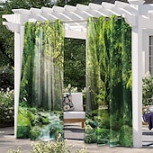 abordables Cortinas impermeables-Cortinas exteriores para patio, opacas impermeables, cubierta exterior para cenador, pabellón, pérgola, cenador, solárium, 2 paneles, cascada río
