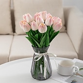 economico Forniture per eventi e feste-10 fiori artificiali di tulipani in PU realistici: perfetti per decorazioni domestiche, decorazioni nuziali ed eventi - tulipani dall&#039;atmosfera realistica per una maggiore eleganza