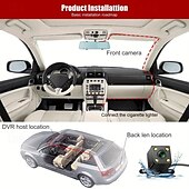 baratos DVR para automóveis-tacógrafo de três lentes com visão noturna de alta definição imagem traseira da frente e traseira do carro