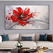 preiswerte Blumen-/Botanische Gemälde-großes handgemaltes Blumenölgemälde auf Leinwand, goldrotes Blumengemälde, Wanddekor, abstraktes Texturblumengemälde, individuelles Blumenbaumgemälde, moderne Wohnzimmerdekoration