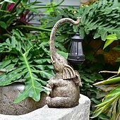 cheap Landscape Lights-1pc Solar Garden Statue Elephant Figurine Light Outdoor Decor LED Lights for Outside Patio Yard Lawn Decorations Housewarming Mother&#039;s Gifts