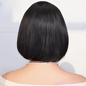 cheap Human Hair Capless Wigs-Brazilian Human Hair Wig with Bangs Remy Straight Hair Bob Wigs Full Machine Made Wig for Women 8-14Inches Glueless Bob Wig