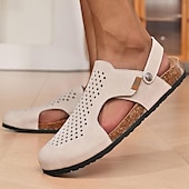cheap Outdoor Sandals-Men&#039;s Sandals Slippers &amp; Flip-Flops Flat Sandals Microfiber Breathable Comfortable Slip Resistant Loafer Buckle Brown Beige