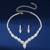 voordelige Sieradensets-Sieradenset 3 stuks Strass Legering Oorbellen Kettingen Dames Elegant Vintage Modieus meetkundig Geometrische vorm Sieraden set Voor Bruiloft Feest Vuosipäivä