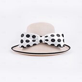 cheap Fascinators &amp; Hats-Hats Fiber Bucket Hat Floppy Hat Straw Hat Wedding Tea Party Elegant Wedding With Bowknot Ribbons Headpiece Headwear