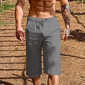 baratos Feriado-Homens Shorts de verão Shorts de praia Bolsos Com Cordão Cintura elástica Tecido Conforto Respirável Comprimento do joelho Férias Feriado Praia Havaiana Boho Preto Branco