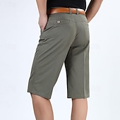 baratos shorts de trabalho-Homens Shorts sociais Shorts de trabalho Calças Capri Côr Sólida Resistente a rugas Comprimento da panturrilha Casual Final de semana Casual Preto Verde Tropa Cintura Alta Micro-Elástica