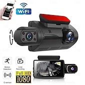 お買い得  車載DVR-車用デュアルレンズダッシュカム ブラックボックス HD 1080p 車載ビデオレコーダー Wi-Fi ナイトビジョン Gセンサー ループ録画 DVR 車載カメラ