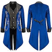 billige Topper-Retro / vintage Punk og gotisk Kostymer i middelalderstil Jakke tailcoat Prins Adelsmann Jacquard Herre Royal Steampunk Maskerade Fest Voksne Frakk